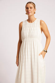 Sovana Ruched Maxi Dress - White