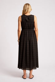 Sovana Ruched Maxi Dress - Black