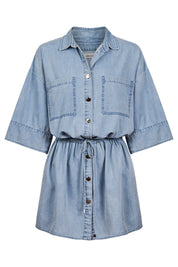 Roam Tie Shirt Dress - Denim