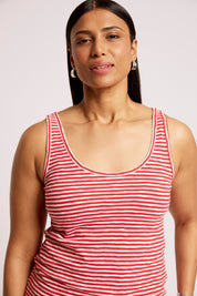 Casa Striped Tank - Aperol / White