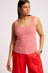 Casa Striped Tank - Aperol / White