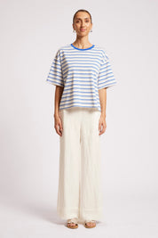 Paloma Striped Tshirt - Azure / White