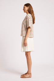Paloma Striped Tshirt - Dune / White