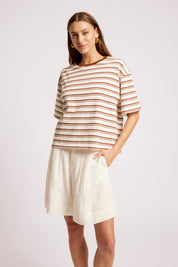 Paloma Striped Tshirt - Dune / White