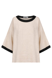 Maris Relaxed Splice Top - Tusk / Black
