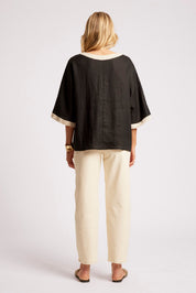 Maris Relaxed Splice Top - Black / Tusk