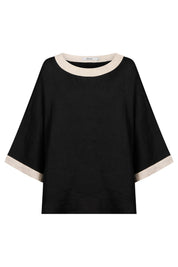 Maris Relaxed Splice Top - Black / Tusk