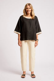 Maris Relaxed Splice Top - Black / Tusk