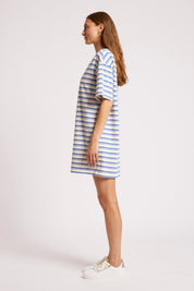 Paloma Striped Dress - Azure / White