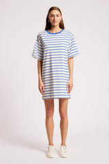 Paloma Striped Dress - Azure / White