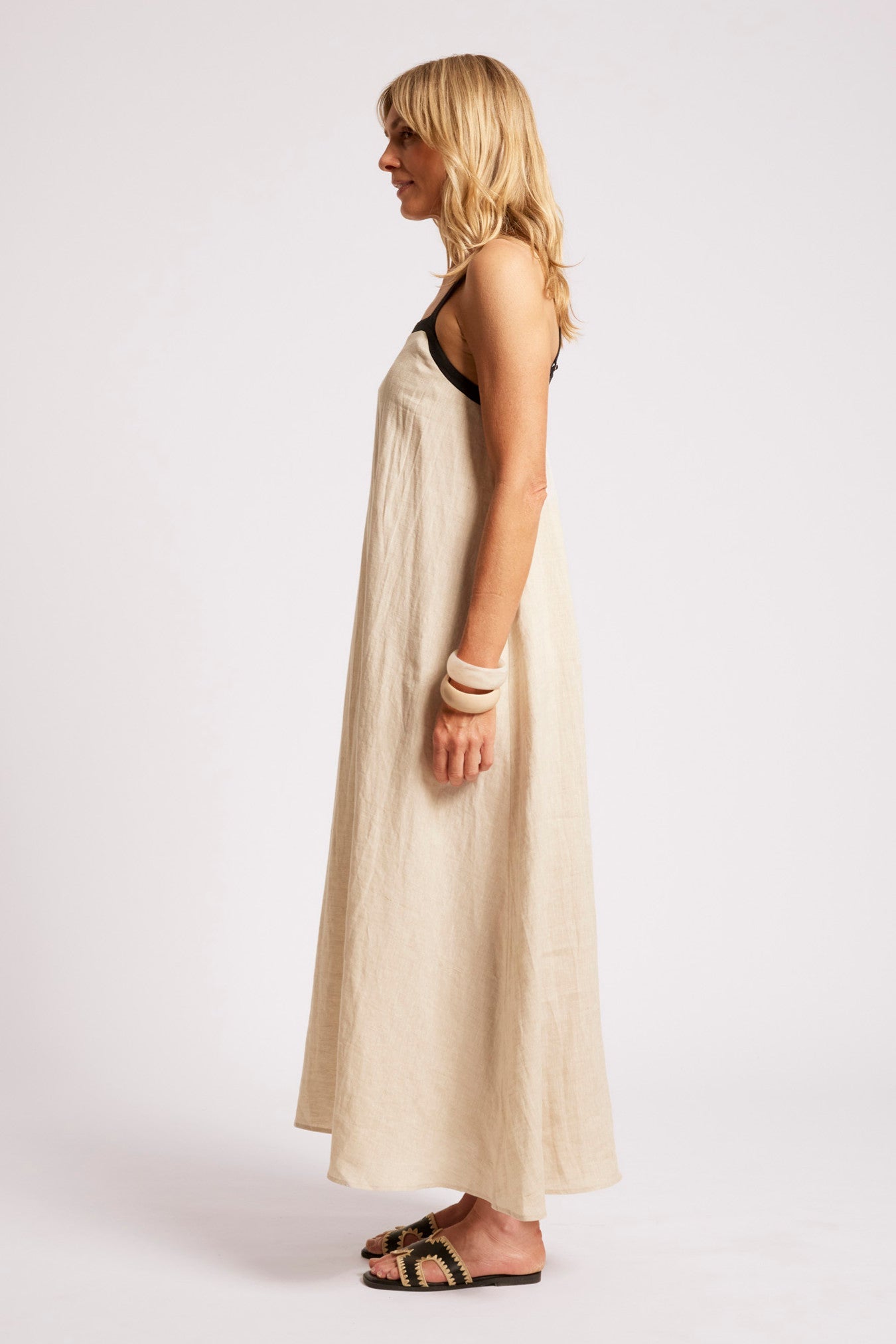 Maris Splice Tank Maxi Dress - Tusk / Black