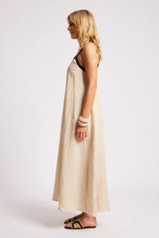 Maris Splice Tank Maxi Dress - Tusk / Black
