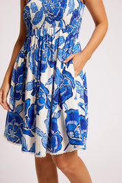 Gaia Shirred Tank Dress - Azure