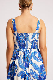 Gaia Shirred Tank Dress - Azure