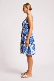 Gaia Shirred Tank Dress - Azure