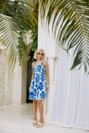 Gaia Shirred Tank Dress - Azure
