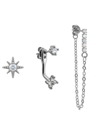 Heritage Trio Earrings - Chain Silver