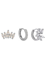 Heritage Trio Earrings - Crown Silver