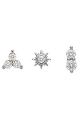 Heritage Trio Earrings - Diamante Silver