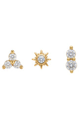 Heritage Trio Earrings - Diamante Gold