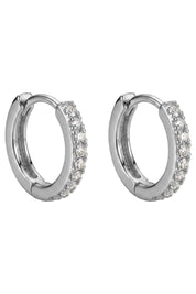 Heritage Earring - Hoop / Diamante Silver