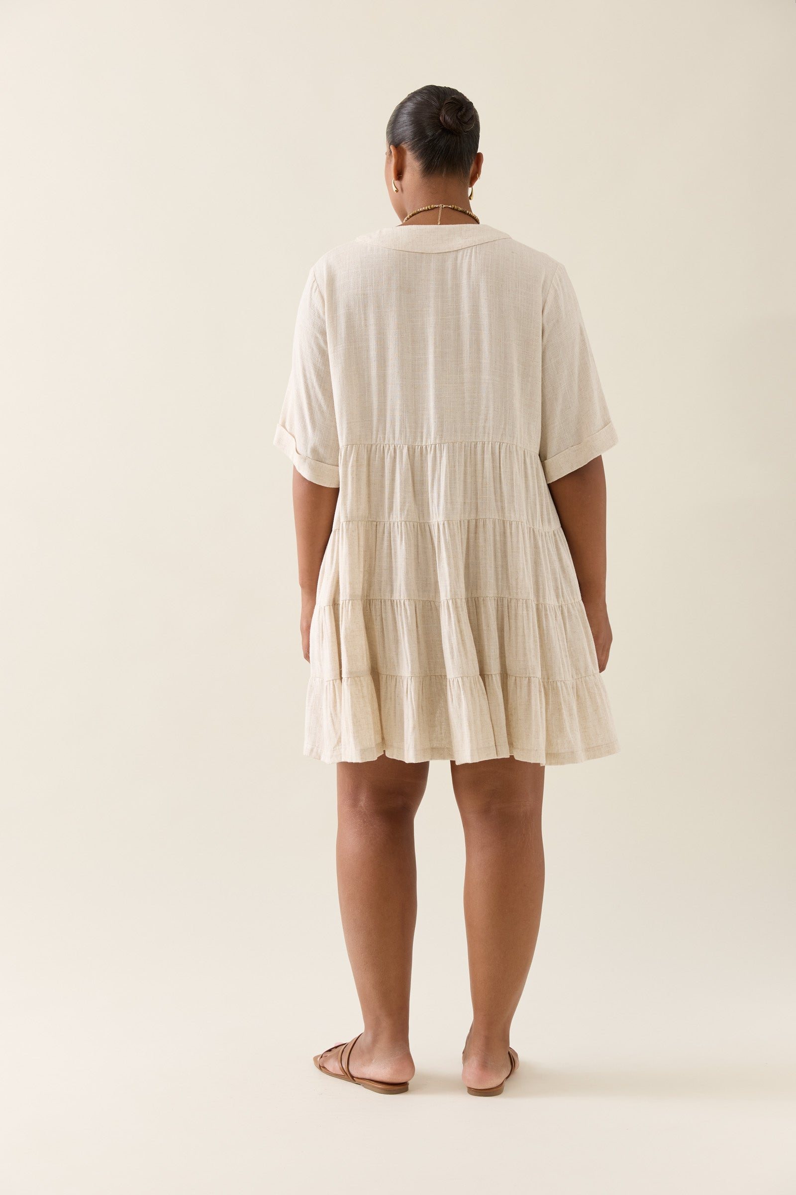 Ingrid Button Dress - Canvas