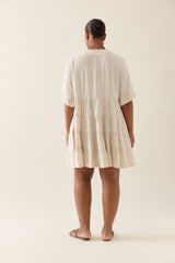 Ingrid Button Dress - Canvas