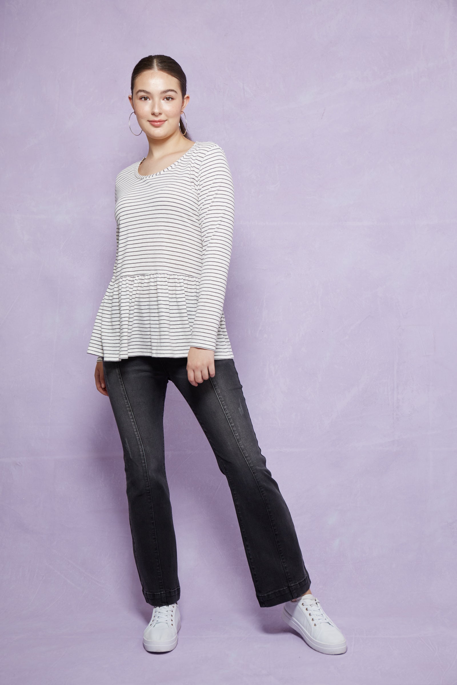 Malala Stripe Tshirt - Dove Stripe