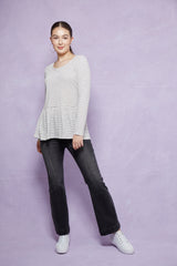 Malala Stripe Tshirt - Dove Stripe