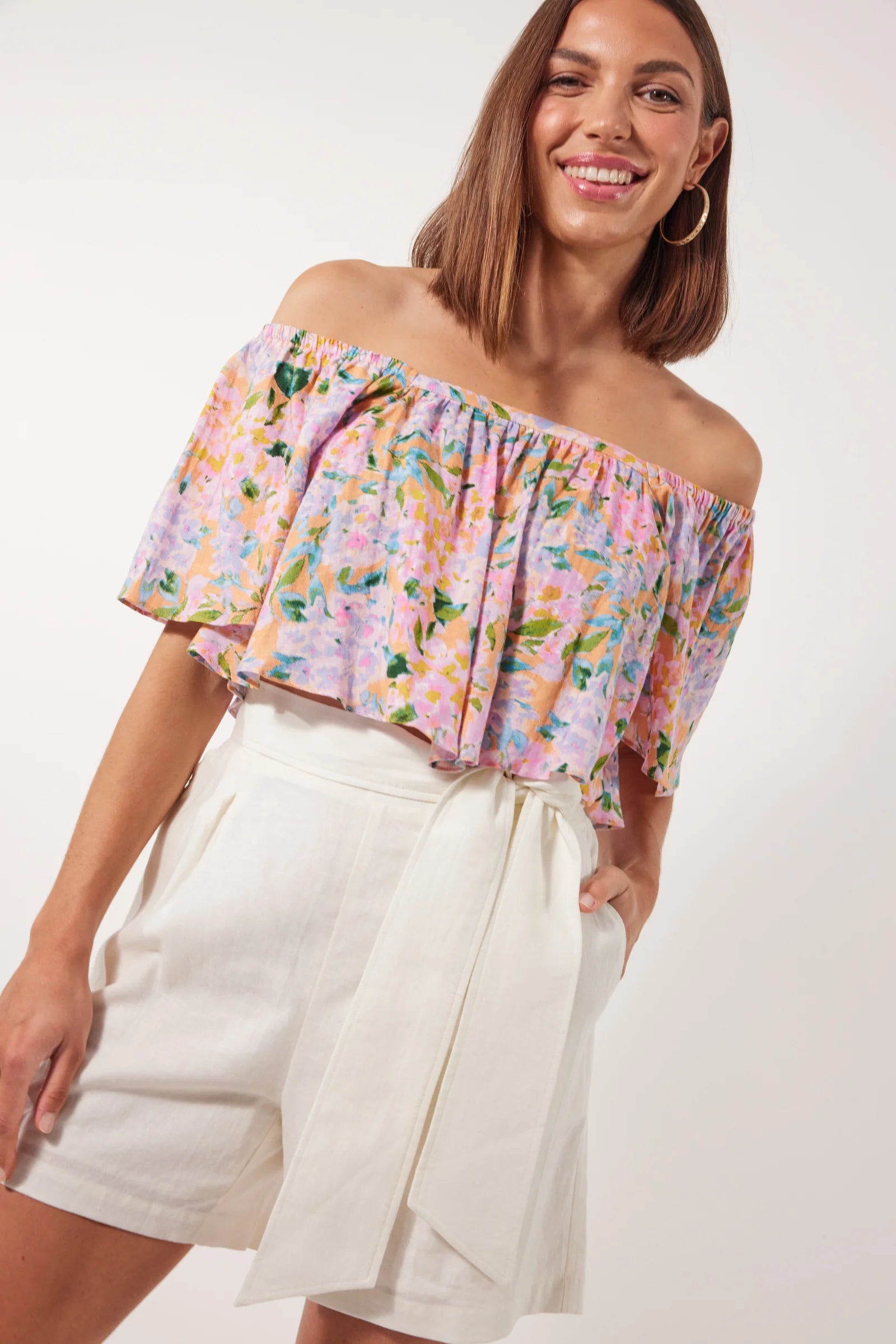 Flora Crop Top - Sunset Hydrangea