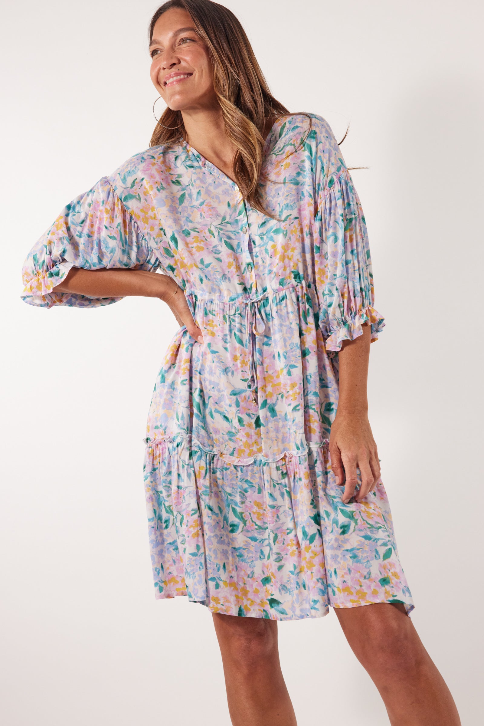 Botanical Tie Dress - Salt Hydrangea