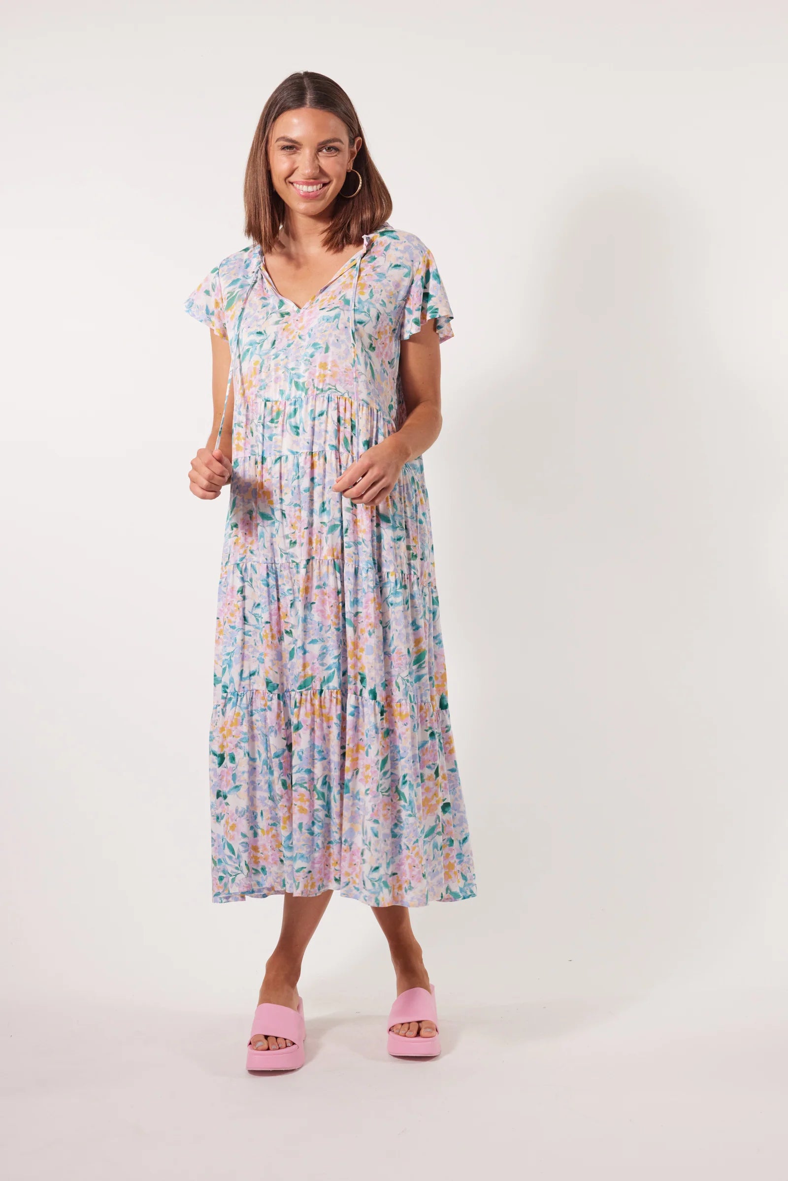 Botanical Tiered Dress - Salt Hydrangea