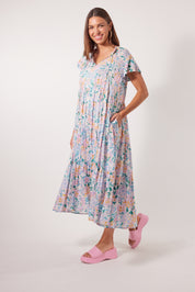 Botanical Tiered Dress - Salt Hydrangea