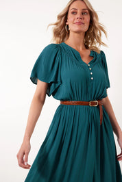 Botanical Midi Dress - Teal