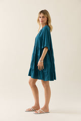 Ingrid Button Dress - Baltic