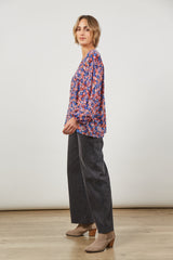 Euphoria V Blouse - Azure Bloom