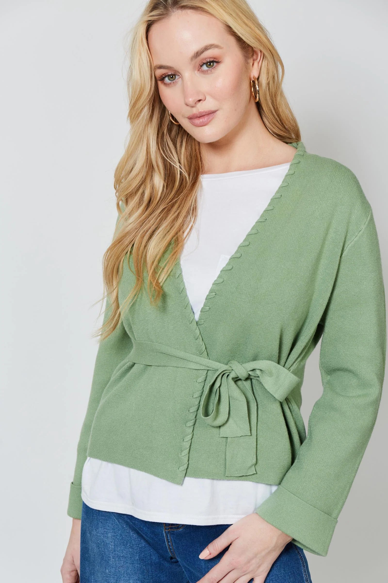 Ines Tie Cardigan - Moss