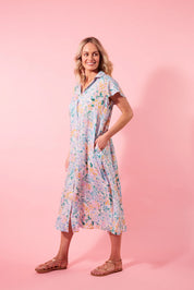 Botanical Shirt Dress - Salt Hydrangea