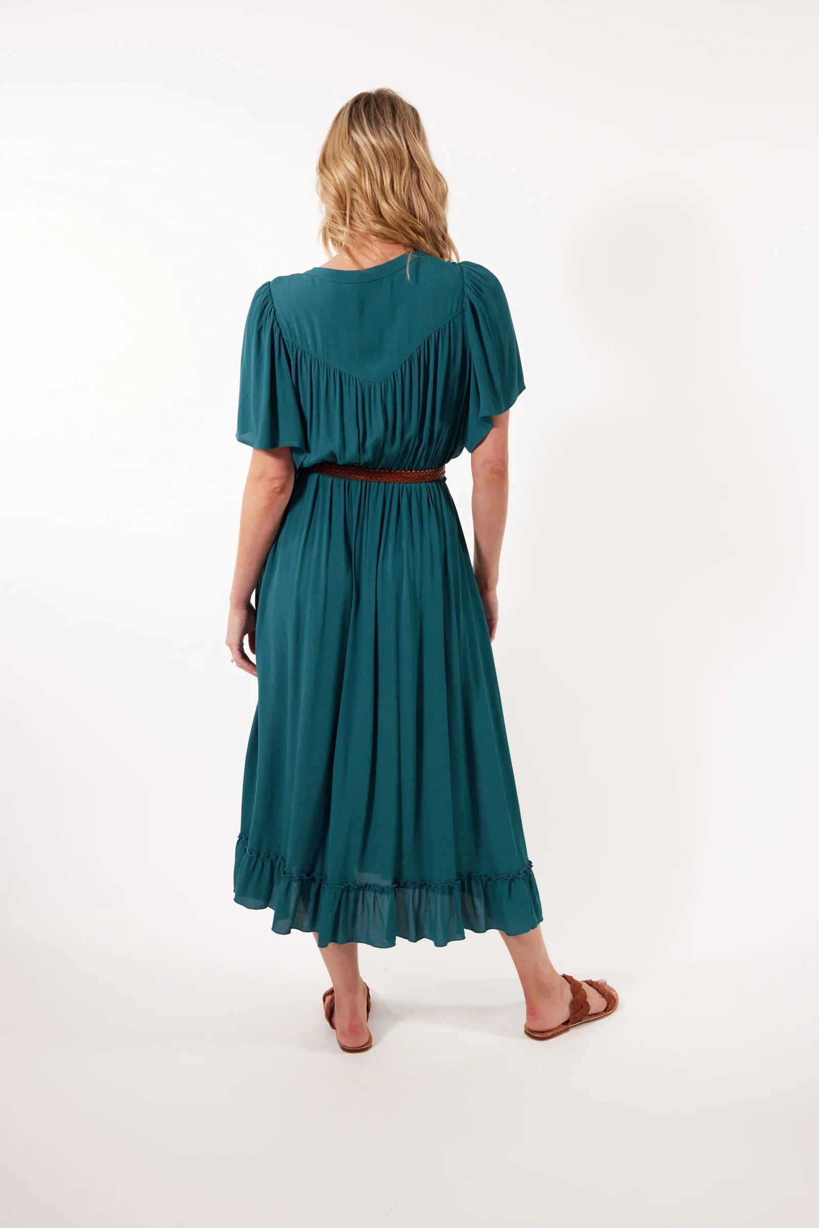 Botanical Midi Dress - Teal