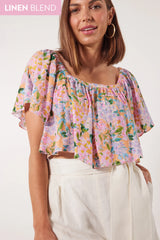 Flora Crop Top - Sunset Hydrangea