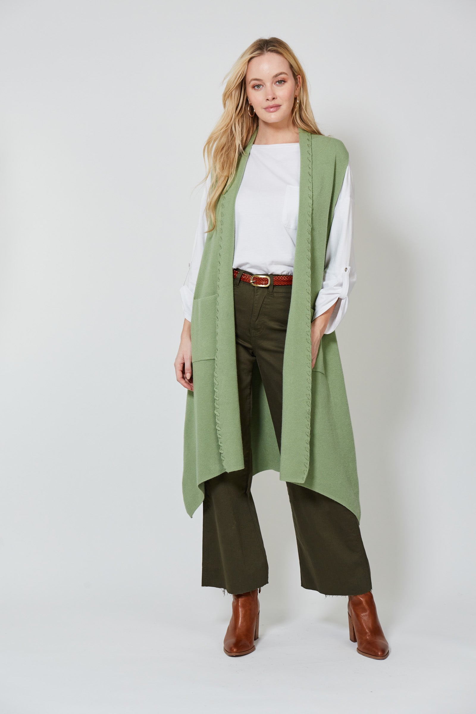 Ines Longline Vest - Moss