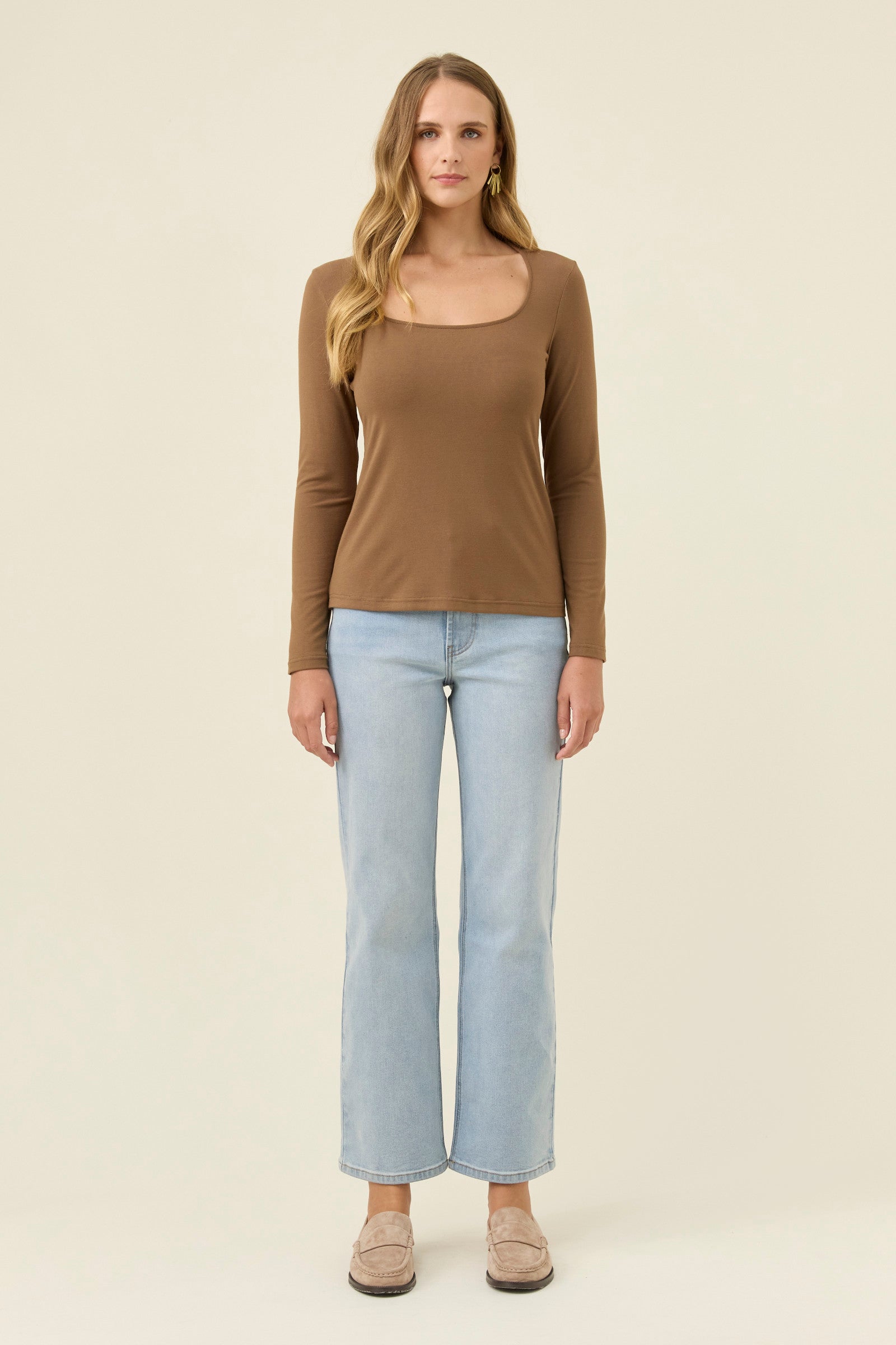 Naria Scoop Neck Top - Toffee