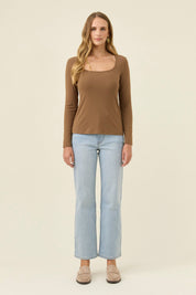 Naria Scoop Neck Top - Toffee