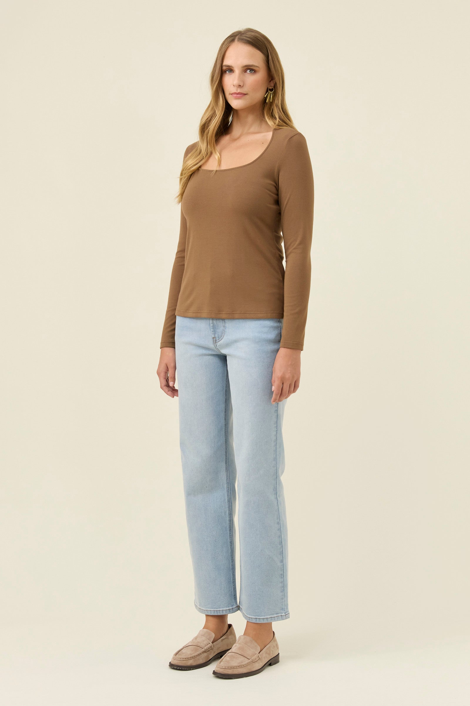 Naria Scoop Neck Top - Toffee