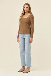 Naria Scoop Neck Top - Toffee