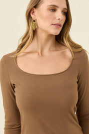 Naria Scoop Neck Top - Toffee