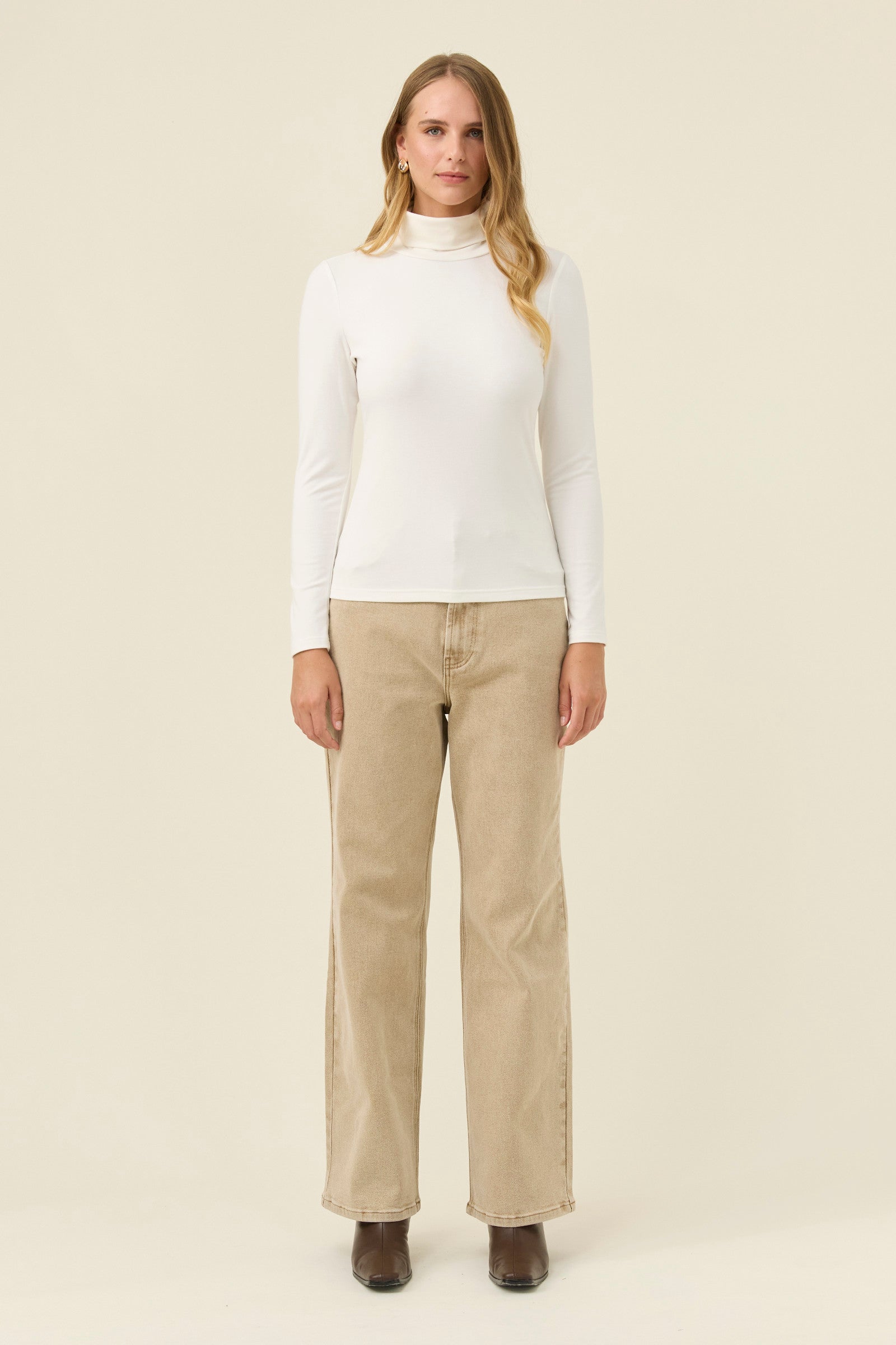 Naria Roll Neck Top - Ivory