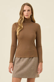 Naria Roll Neck Top - Toffee