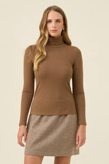 Naria Roll Neck Top - Toffee