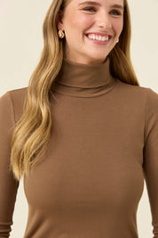 Naria Roll Neck Top - Toffee